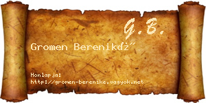 Gromen Bereniké névjegykártya